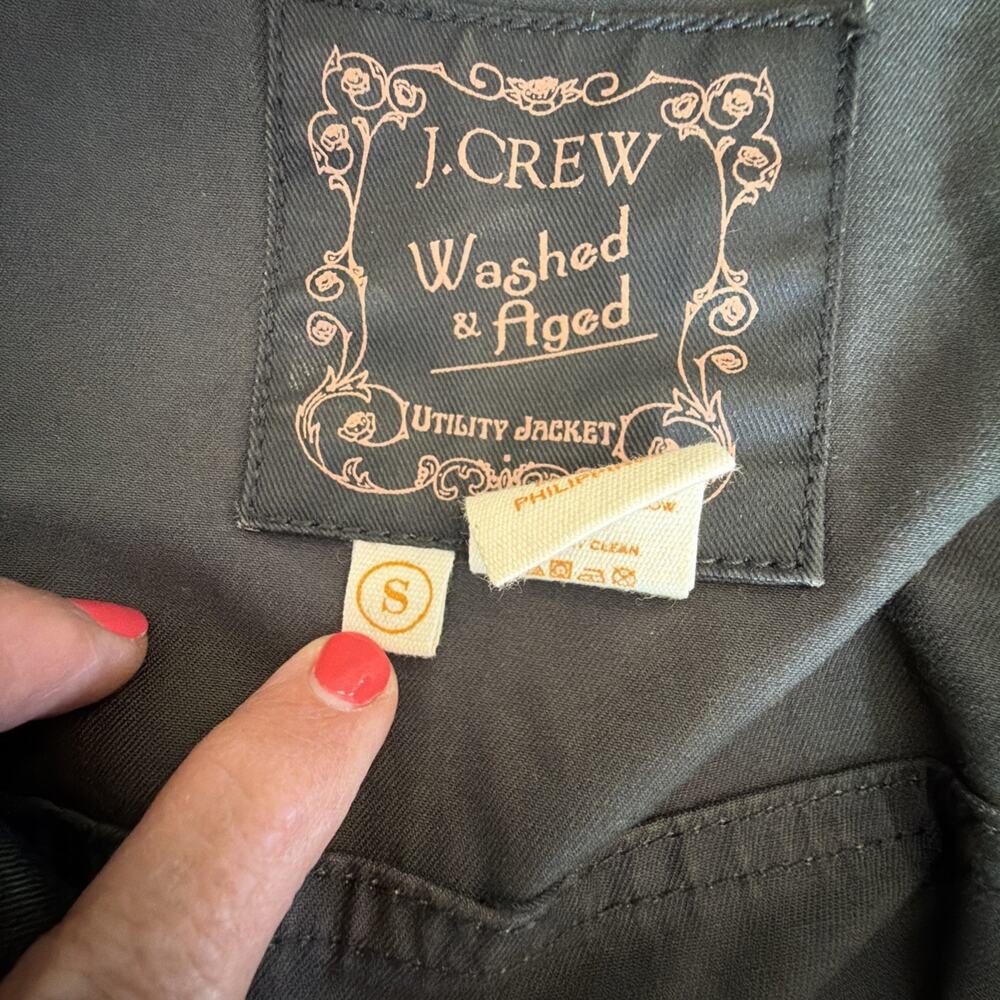 J. Crew Womens Utility Jacket Barbour Waxed Small Washed Aged Black urban rugged - Picture 11 of 14
